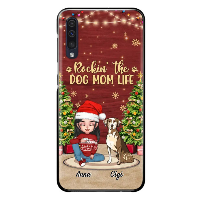 Personalized Dog Mom Phone Case - Christmas Gift Idea For Dogs Lovers - Up to 4 Dogs - Rockin' The Dog Mom Life - iPhone/Samsung Case