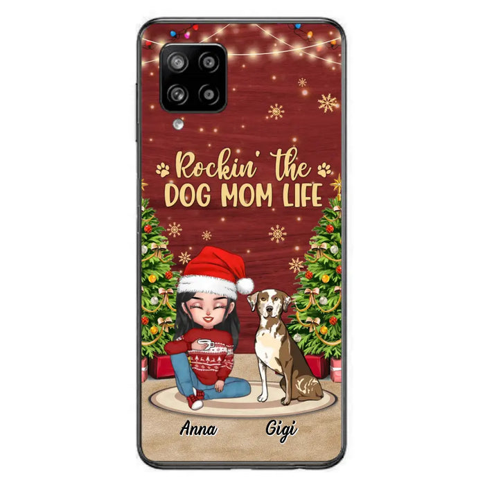 Personalized Dog Mom Phone Case - Christmas Gift Idea For Dogs Lovers - Up to 4 Dogs - Rockin' The Dog Mom Life - iPhone/Samsung Case