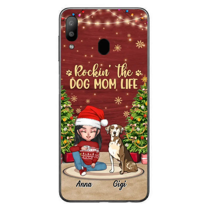 Personalized Dog Mom Phone Case - Christmas Gift Idea For Dogs Lovers - Up to 4 Dogs - Rockin' The Dog Mom Life - iPhone/Samsung Case