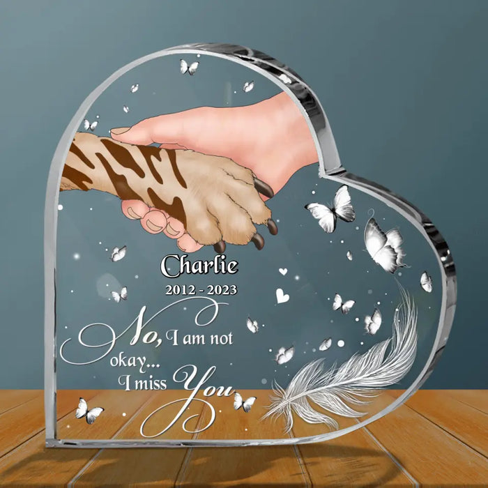 Personalized Memorial Acrylic Plaque- Memorial Gift For Dog Lover/ Dog Owner - No, I Am Not Okay ... I Miss You