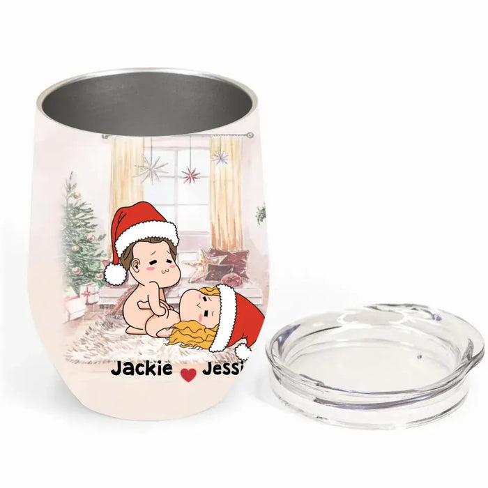 Personalized Funny Christmas Couple Wine Tumbler - Christmas Gift Idea For Couple - Roses Are Red