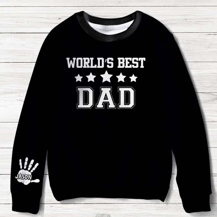 Personalized World's Best Dad AOP Sweater - Custom Nickname With Up to 10 Kids - Christmas Gift Idea for Father/Grandpa