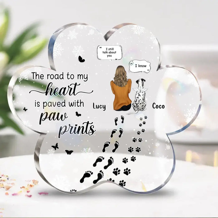 Personalized Memorial Paw Prints Acrylic Plaque - Up to 4 Pets - Gift Idea For Dog/Cat/Rabbit Lover - Christmas Gift - You Left Paw Prints On My Heart