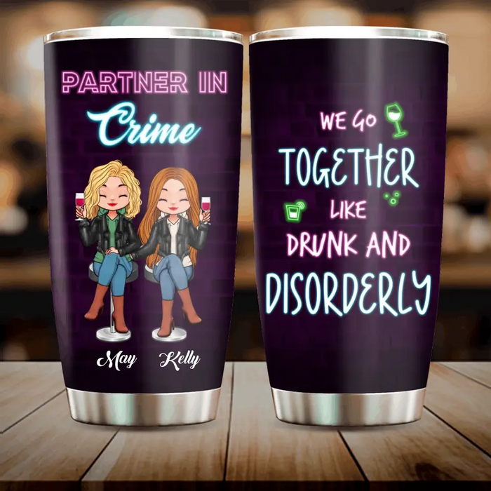 Personalized Besties Tumbler - Christmas Gift Idea for Sisters/Friends/Besties - Partner In Crime