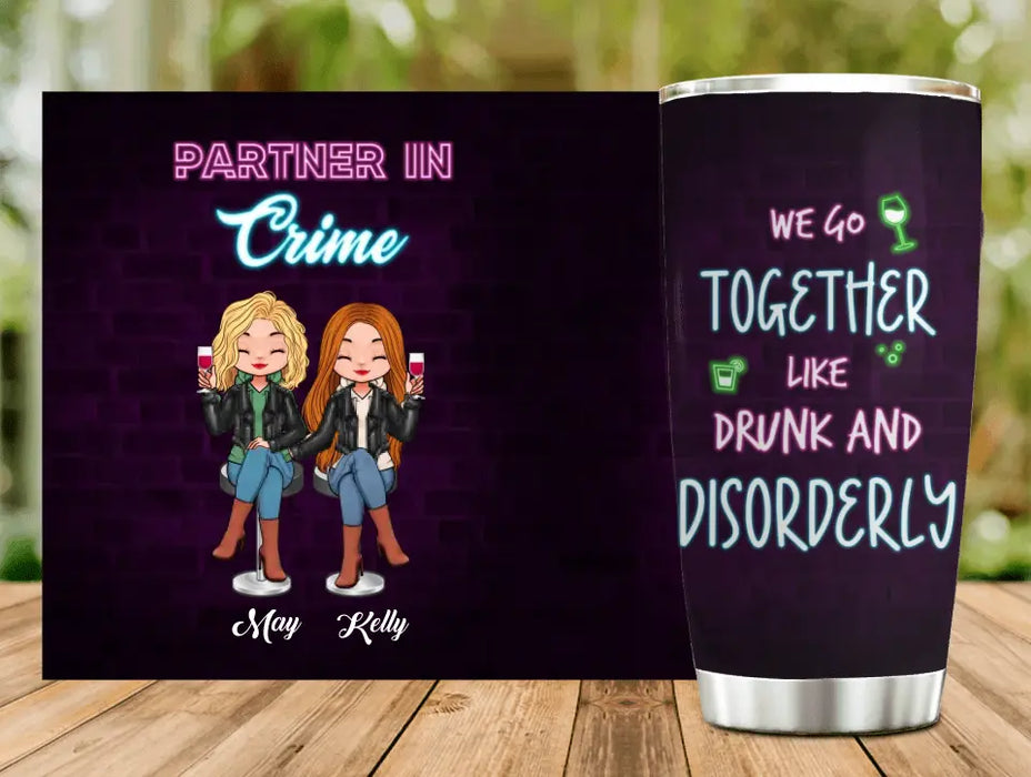 Personalized Besties Tumbler - Christmas Gift Idea for Sisters/Friends/Besties - Partner In Crime