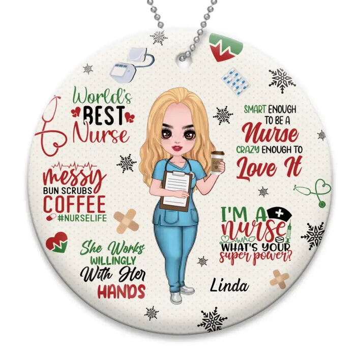 Personalized Nurse Circle Wooden Ornament - Gift Idea For Nurse Lovers/Friends - World's Best Nurse