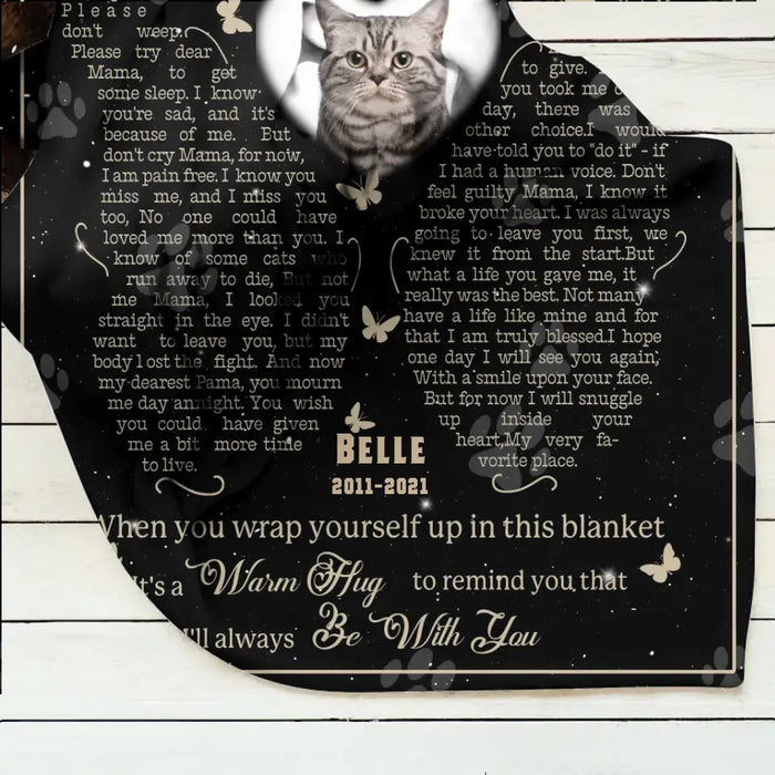 Personalized Memorial Fleece Throw Blanket & Quilt - Memorial Gift Idea For Pet Lover - Upload Photo - Don't Cry Sweet Mama