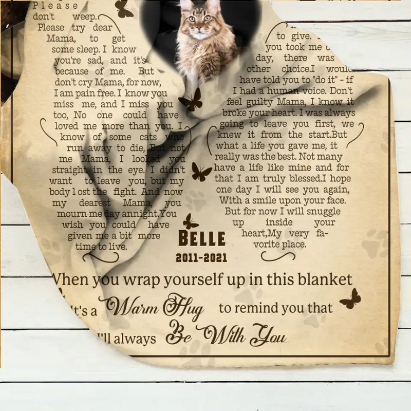 Personalized Memorial Fleece Throw Blanket & Quilt - Memorial Gift Idea For Pet Lover - Upload Photo - Don't Cry Sweet Mama