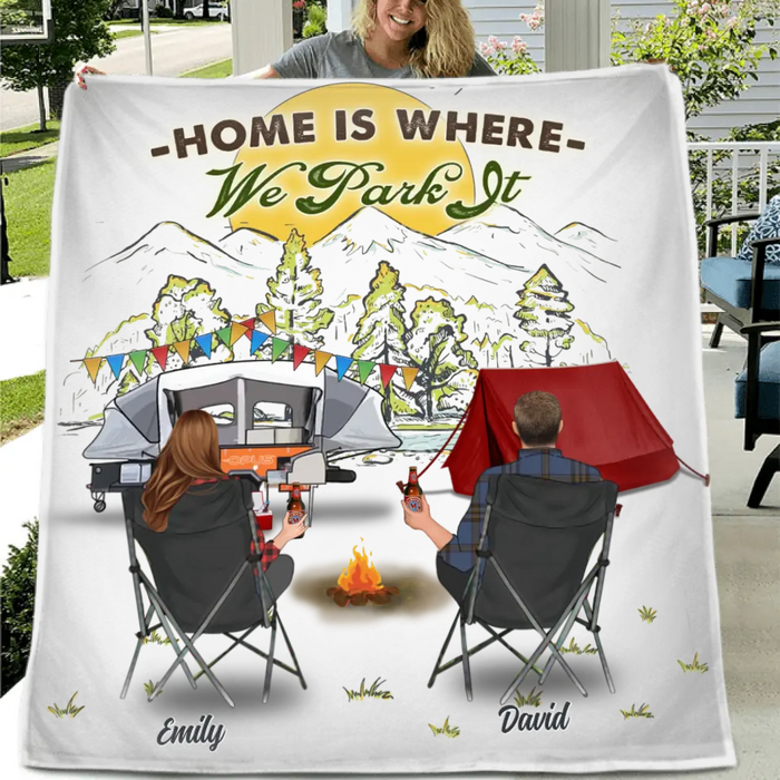 Personalized Camping Quilt/Fleece Throw Blanket - Gift Idea For Camping Lover/Couple/Family/Friends - Home Is Where We Park It