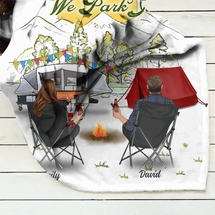 Personalized Camping Quilt/Fleece Throw Blanket - Gift Idea For Camping Lover/Couple/Family/Friends - Home Is Where We Park It