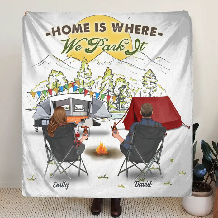 Personalized Camping Quilt/Fleece Throw Blanket - Gift Idea For Camping Lover/Couple/Family/Friends - Home Is Where We Park It