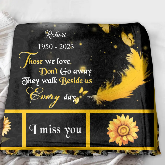 Personalized Memorial Photo Fleece Throw Blanket/Quilt - Memorial Gift for Family - Those We Love Don't Go Away They Walk Beside Us Everyday