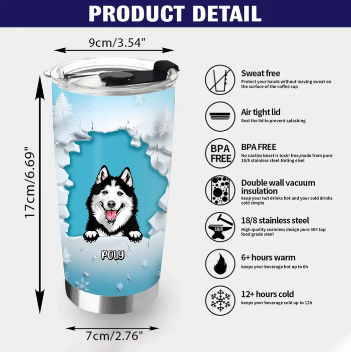 Personalized Peeking Dog Tumbler - Up to 3 Dogs - Christmas Gift Idea For Dog Lover