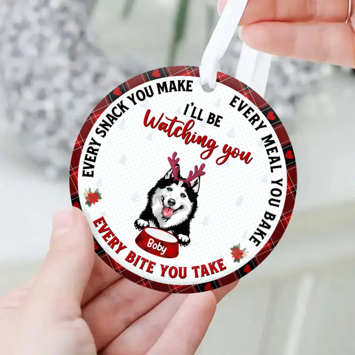 Personalized Funny Pet Circle Wooden Ornament - Christmas Gift Idea For Pet Lovers - Up to 4 Pets/Cats/Dogs - I'll Be Watching You