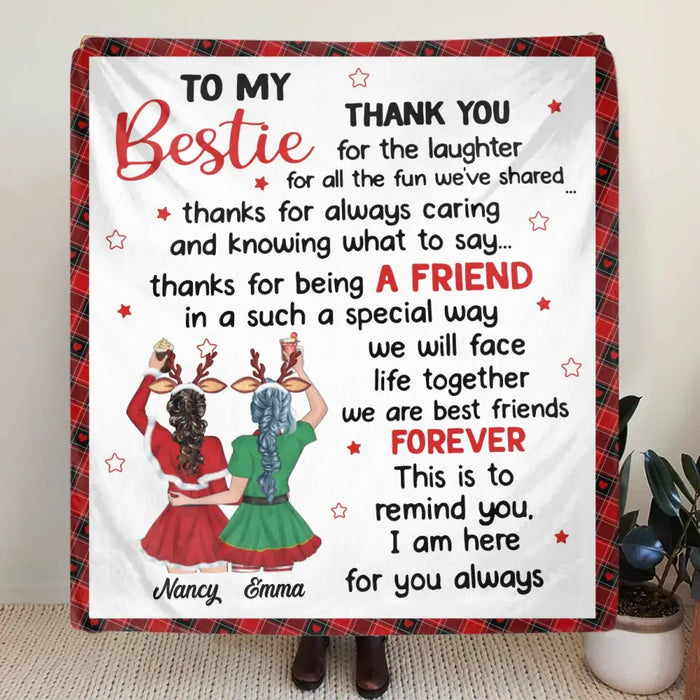 Personalized To My Bestie Quilt/Fleece Blanket - Gift Idea For Friends - To My Bestie Thank You For The Laughter For All The Fun We've Shared