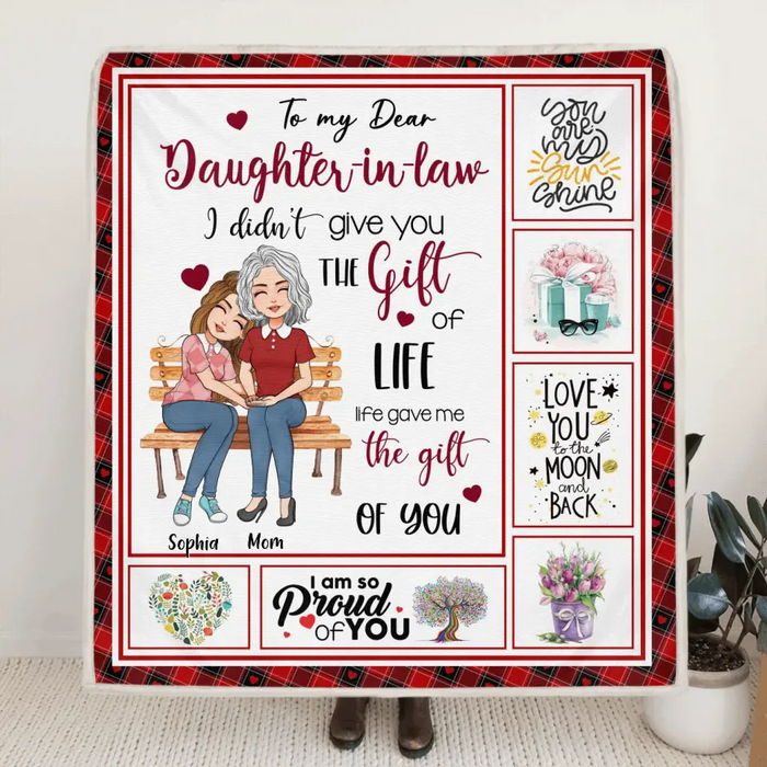 Personalized Mom & Daughter Quilt/Fleece Throw Blanket- Best Gift Idea For Daughter - To My Dear Daughter-In-Laws
