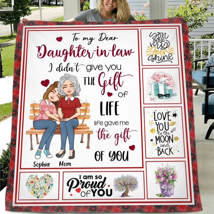 Personalized Mom & Daughter Quilt/Fleece Throw Blanket- Best Gift Idea For Daughter - To My Dear Daughter-In-Laws