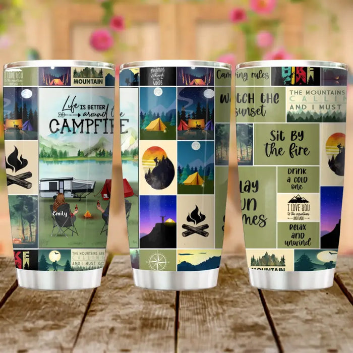 Personalized Camping Tumbler - Couple/Parents With Up to 3 Kids And 3 Pets - Gift Idea For Couple/Family/Camping Lover - Life Is Better Around The Campfire