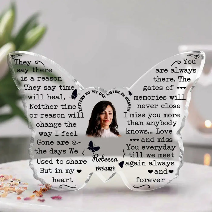Personalized Memorial Photo Acrylic Plaque 
 - Memorial Gift Idea for Family - Letters To My Dad/Mom/Daughter/Son In Heaven