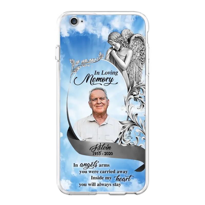 Custom Personalized Memorial Photo Phone Case - Memorial Gift Idea for Family - Inside My Heart You Will Always Stay - Case For iPhone/Samsung