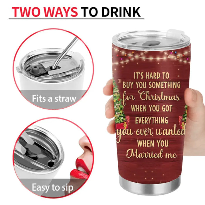 Personalized Christmas Couple Tumbler - Christmas Gift Idea For Couple - Congrats On Being My Husband You Lucky Bastard