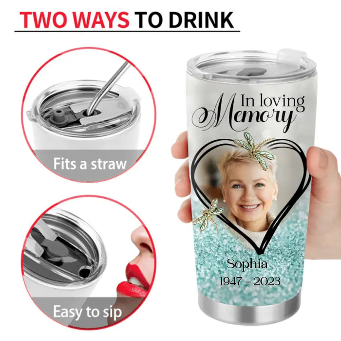 Personalized Memorial Photo Tumbler - Memorial Gift Idea For Family - There Is A Little Bit Of Heaven In Our Home