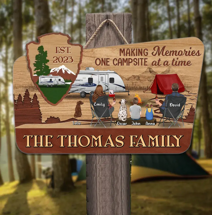 Personalized Camping Wooden Sign - Gift Idea For Camping Lovers/Couple/Family - Making Memories One Campsite At A Time EST.2023