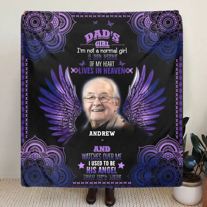 Personalized Memorial Fleece Throw Blanket & Quilt - Upload Photo - Memorial Gift Idea - Dad's Girl I'm Not A Normal Girl