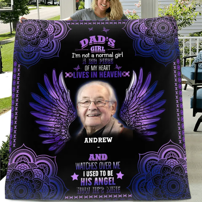 Personalized Memorial Fleece Throw Blanket & Quilt - Upload Photo - Memorial Gift Idea - Dad's Girl I'm Not A Normal Girl