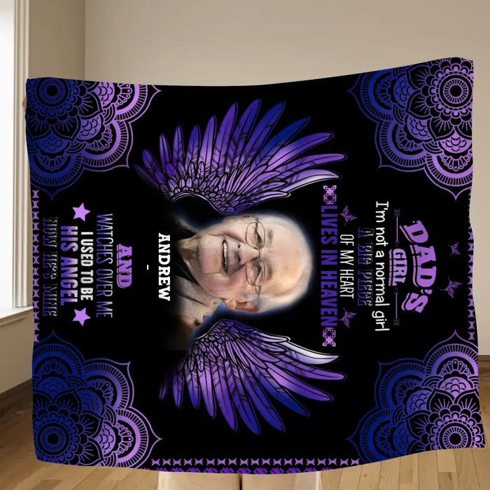 Personalized Memorial Fleece Throw Blanket & Quilt - Upload Photo - Memorial Gift Idea - Dad's Girl I'm Not A Normal Girl