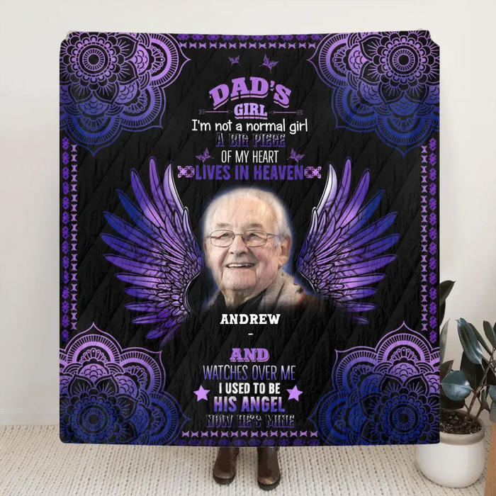Personalized Memorial Fleece Throw Blanket & Quilt - Upload Photo - Memorial Gift Idea - Dad's Girl I'm Not A Normal Girl