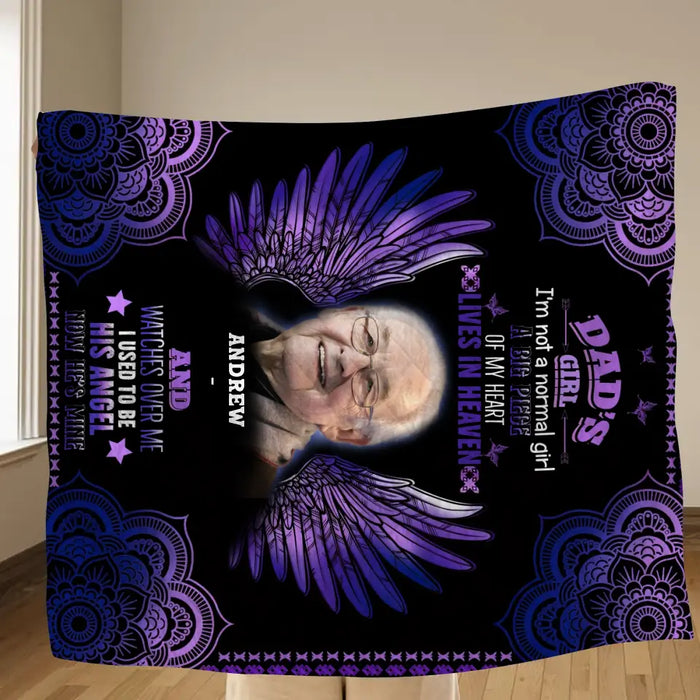 Personalized Memorial Fleece Throw Blanket & Quilt - Upload Photo - Memorial Gift Idea - Dad's Girl I'm Not A Normal Girl