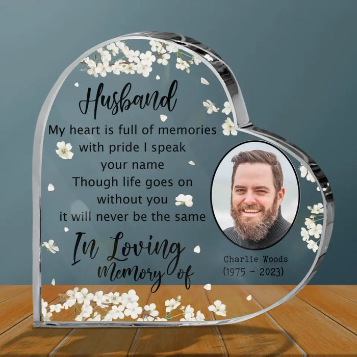 Personalized Widow Crystal Heart - Memorial Gift Idea - My Heart Is Full Of Memories