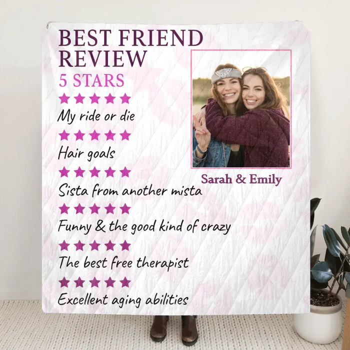 Personalized Best Friend Quilt/Fleece Throw Blanket - Upload Photo - Gift Idea For Besties - Best Friend Review