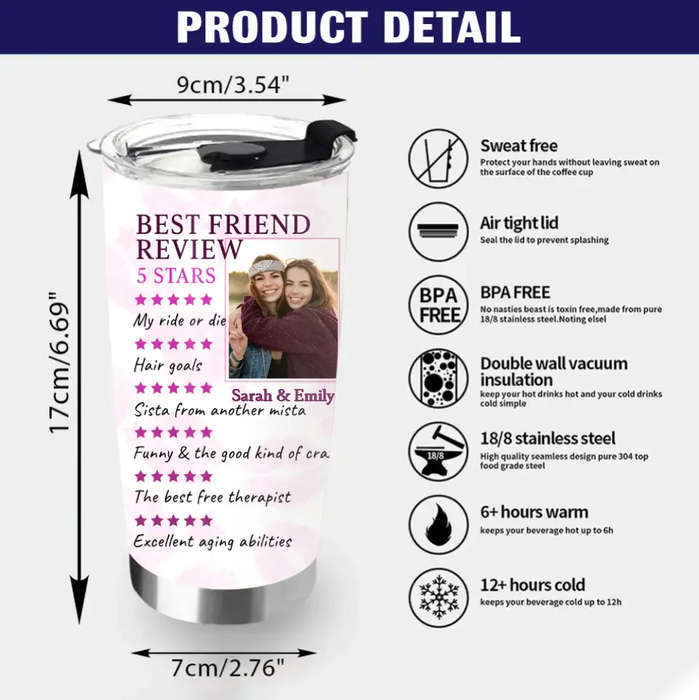 Personalized Best Friend Tumbler - Upload Photo - Gift Idea For Besties - Best Friend Review