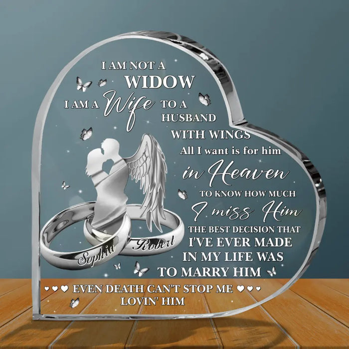 Personalized Memorial  Couple Crystal Heart - Memorial Gift Idea - Even Death Can't Stop Me Lovin' Him