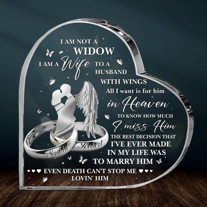 Personalized Memorial  Couple Crystal Heart - Memorial Gift Idea - Even Death Can't Stop Me Lovin' Him