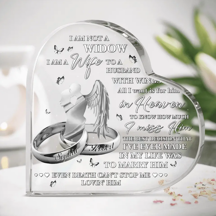 Personalized Memorial  Couple Crystal Heart - Memorial Gift Idea - Even Death Can't Stop Me Lovin' Him