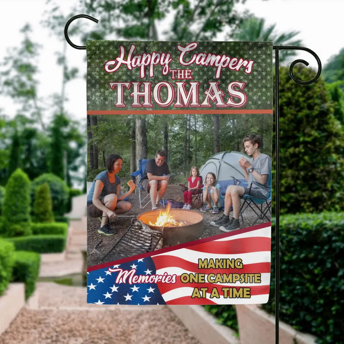 Personalized Camping Flag - Upload Photo - Gift Idea For Camping Lovers - Happy Campers