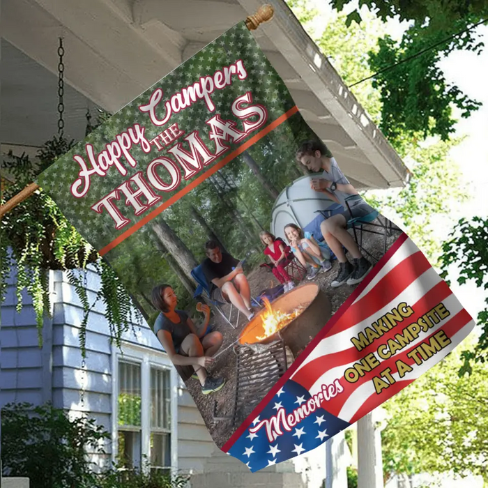 Personalized Camping Flag - Upload Photo - Gift Idea For Camping Lovers - Happy Campers