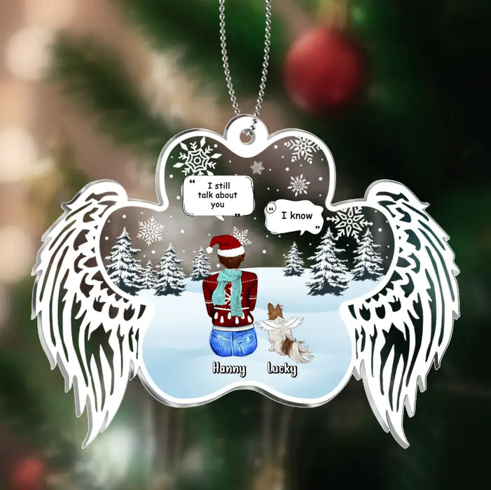 Personalized Memorial Pet Acrylic Ornament - Adult/Couple with up to 4 Dogs/Cats - Christmas/Memorial Gift Idea for Dog/Cat Owners