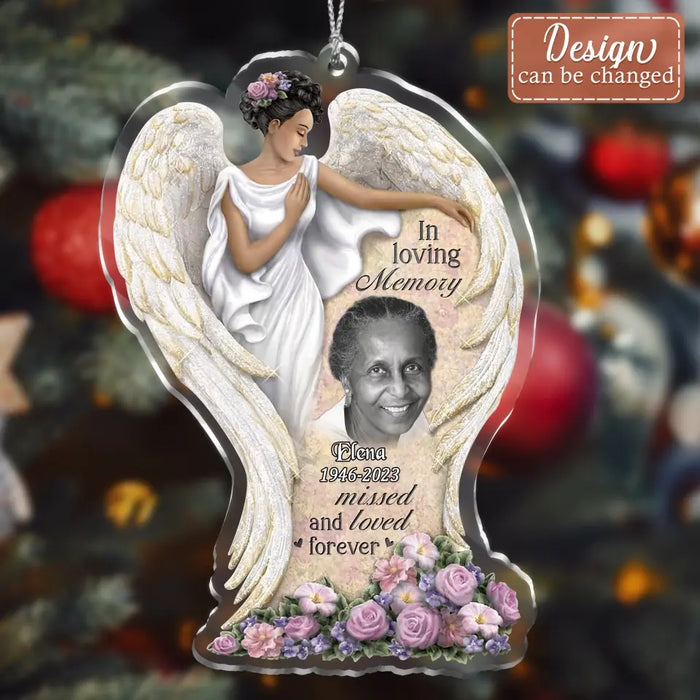 Personalized Angel Memorial Acrylic Ornament - Upload Photo - Memorial Gift Idea For Family Member/Pet Lover - In Loving Memory