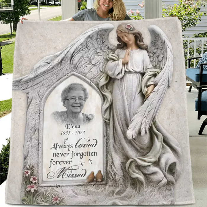 Personalized Memorial Photo Quilt/Fleece Throw Blanket - Memorial Gift Idea for Family - Always Loved Never Forgotten Forever Missed