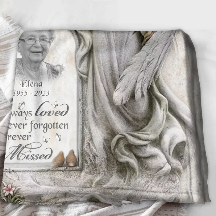 Personalized Memorial Photo Quilt/Fleece Throw Blanket - Memorial Gift Idea for Family - Always Loved Never Forgotten Forever Missed