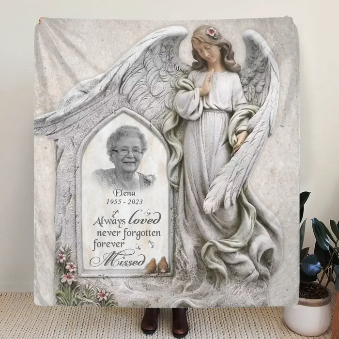 Personalized Memorial Photo Quilt/Fleece Throw Blanket - Memorial Gift Idea for Family - Always Loved Never Forgotten Forever Missed