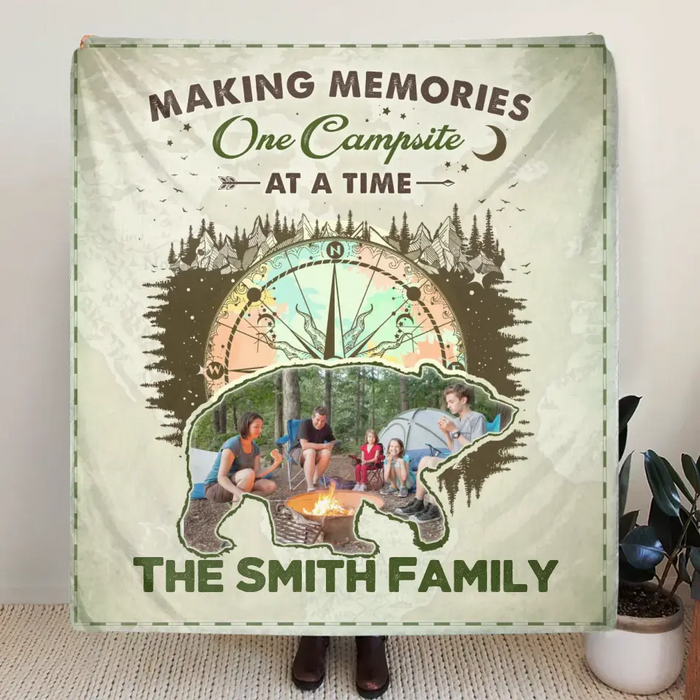 Personalized Camping Upload Photo Fleece Throw Blanket & Quilt - Gift Idea For Camping Lovers - Making Memories One Campsite At A Time