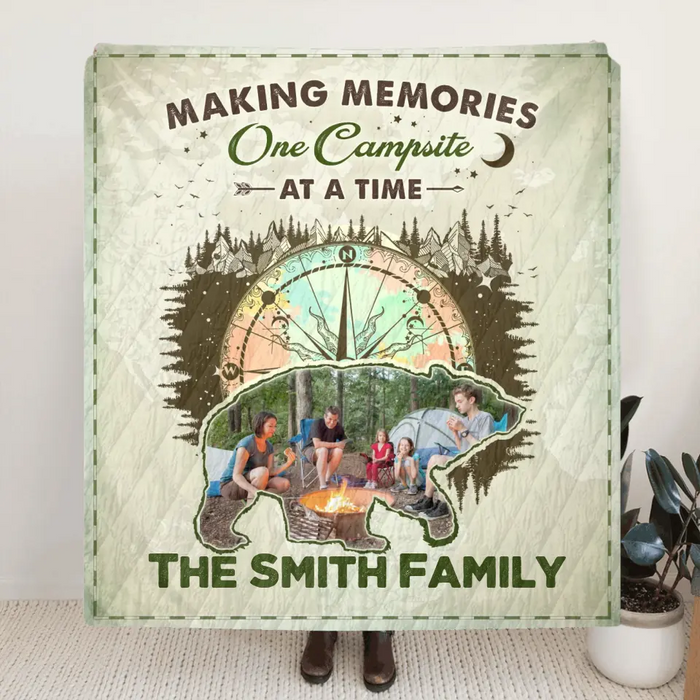 Personalized Camping Upload Photo Fleece Throw Blanket & Quilt - Gift Idea For Camping Lovers - Making Memories One Campsite At A Time