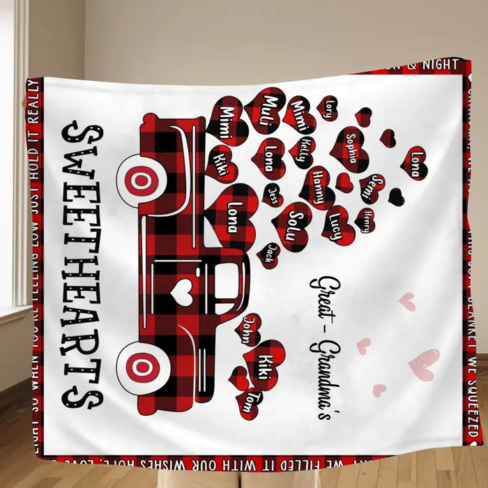 Personalized Grandma Quilt/Fleece Throw Blanket - Gift Idea For Grandma - Up to 20 Children - Great - Grandma's Sweethearts