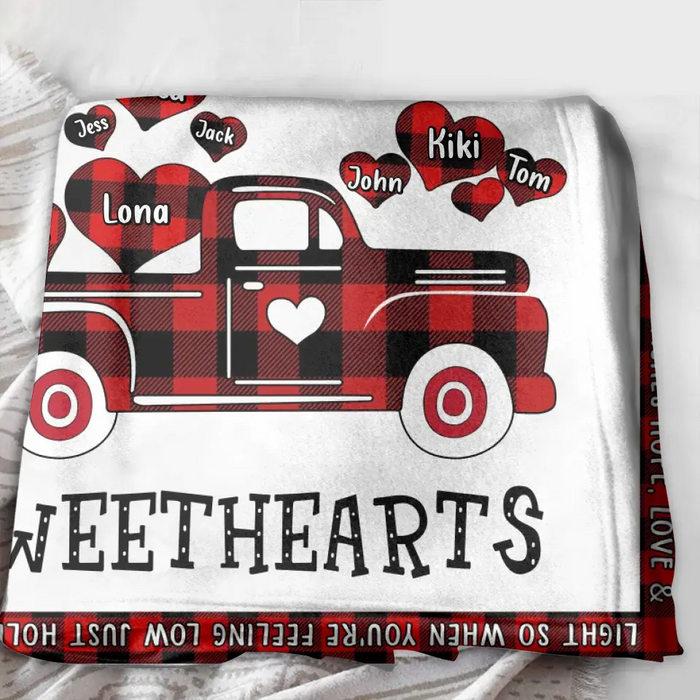 Personalized Grandma Quilt/Fleece Throw Blanket - Gift Idea For Grandma - Up to 20 Children - Great - Grandma's Sweethearts
