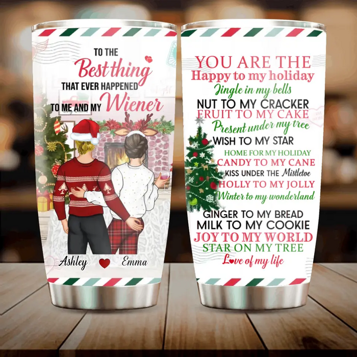 Personalized Christmas Couple Tumbler - Christmas Gift Idea For Couple - You Are The Happy To My Holiday